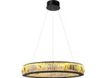 Casa Padrino Lampadario A Led Nero Ø 91 X H. 13 Cm - Moderno Lampadario Rotondo In Vetro Cristallo - Qualità Lussuosa