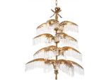 Casa Padrino Lampadario In Ottone Con Vetro Di Cristallo Colori Ottone Vintage 95 X 95 X H. 106 Cm - Lampadario Con Design A Palma - Qualità
