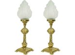 Casa Padrino Set Di Lampade Da Tavolo Barocche Oro / Bianco 14 X 14 X H. 48 Cm - Eleganti Lampade In Stile Barocco - Luci Decorative Barocche