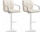 Clp Set Di 2 Sgabelli Da Bar Lucy V2 Regolabili In Altezza E Girevoli, Bianco Crema