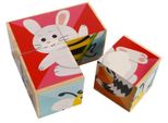 Big Tree HS109 Puzzle Animali - Set Di Cubi Da 4 Pezzi, Legno
