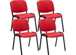 Clp Set Di 4 Sedie Per Visitatori Ken In Pelle Finta Impilabili E Dal Design Moderno, Rosso