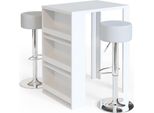 Vicco Tavolo Bar Con Sgabelli , 80 X 57 Cm Con 2 Sgabelli Da Bar, Bianco