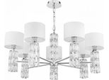 Casa Padrino Lampadario Di Design Argento / Bianco Ø 80 X H. 37,2 Cm - Lampadario Moderno In Metallo Con Eleganti Elementi In Vetro E Paralumi Rotondi