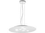 Sospensione A Led Luna Tonda In Metallo Bianco 72,5X60Cm, 10 Luci GX53 Max 10X8W, Biemissione, IP20, Lampadine Escluse