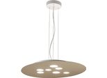 Sospensione A Led Luna Tonda In Metallo Tortora 72,5X60Cm, 10 Luci GX53 Max 10X8W, Biemissione, IP20, Lampadine Escluse