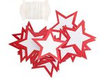 24 Etichette Di Carta A Forma Di Stella Bianche E Rosse