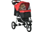 Pawhut Passeggino Per Cani Passeggino Per Gatti Passeggino Per Animali Domestici Con 3 Ruote Pieghevole Per Cani Gatti Oxford Rosso+Nero 109,5 X 54,5 X 106,5 Cm