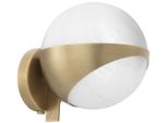 Casa Padrino Lampada Da Parete Colore Ottone Antico / Bianco 14 X 18 X H. 19 Cm - Elegante Lampada Da Parete In Metallo Con Paralume Rotondo In Vetro