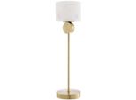 Casa Padrino Lampada Da Tavolo In Ottone / Alabastro Ø 20 X H. 76 Cm - Lampada Da Tavolo Moderna Con Paralume Rotondo In Alabastro - Illuminazione