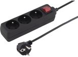 Premiumcord Cavo Di Prolunga 230V 2M 3 Prese + Interruttore, Nero