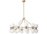 Casa Padrino Lampadario In Ottone Antico Colorato / Bianco Ø 115 X H. 65 Cm - Lampadario Moderno In Metallo Con Paralumi Rotondi In Vetro - Collezione Luxury