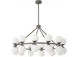 Casa Padrino Lampadario Color Bronzo / Bianco Ø 115 X H. 65 Cm - Lampadario Moderno In Metallo Con Paralumi Rotondi In Vetro - Collezione Luxury