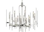 Casa Padrino Lampadario Argento 76,2 X 76,2 X H. 73,7 Cm - Elegante Lampadario Con Bracci In Ottone E Aste In Vetro - Collezione Luxury