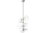 Casa Padrino Lampadario Alogeno Argento 26 X 26 X H. 71 Cm - Lampadario Moderno Con Paralumi Rotondi In Vetro - Luxury Collection