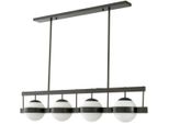 Casa Padrino Lampadario Colore Bronzo / Bianco 140 X 22 X H. 30 Cm - Lampadario Moderno In Metallo Con Paralumi Rotondi In Vetro - Collezione Luxury