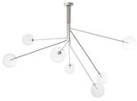 Casa Padrino Lampadario Alogeno Argento 192 X 192 X H. 85 Cm - Lampadario Moderno Dimmerabile Con Paralumi Rotondi In Vetro - Luxury Collection