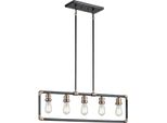 Casa Padrino Lampadario Di Design Industriale Nero/Ottone 90,2 X 5,1 X H. 26 Cm - Elegante Lampadario In Stile Industriale - Illuminazione In Stile Industriale