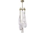 Casa Padrino Lampadario Color Ottone Ø 37 X H. 95,5 Cm - Moderno Lampadario In Metallo Con Paralumi In Vetro - Qualità Lussuosa