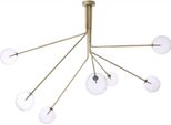 Casa Padrino Lampadario Alogeno In Ottone Antico 192 X 192 X H. 85 Cm - Lampadario Moderno Dimmerabile Con Paralumi Rotondi In Vetro - Collezione Luxury