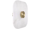 Casa Padrino Lampada Da Parete A Led Color Alabastro/Ottone Chiaro 35 X 14,5 X H. 35 Cm - Lampada Da Parete Dimmerabile Con Paralume Quadrato In Alabastro - Collezione Luxury