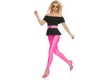 Costume Retrò Anni '80 Da Donna Rosa-Nero - S
