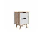 Comodino Con 2 Cassetti Scandinavi, Decoro Rovere - L 45 - Gambe Massicce - Vankka