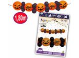 Ghirlanda Di Zucche Con Palloncini Decorazione Di Halloween Arancione-Nero 1,8 M -