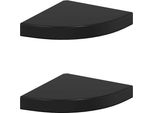 Vidaxl Mensole Galleggianti Ad Angolo 2 Pz. Mdf Nero Lucido 25X25X3,8 Cm