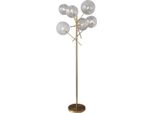 Casa Padrino Lampada Da Terra Alogena Color Ottone 25 X 51 X H. 130 Cm - Lampada Da Terra In Metallo Con Paralumi In Vetro Tondo - Collezione Luxury