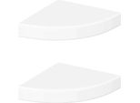 Vidaxl Mensole Galleggianti Ad Angolo 2 Pz. Mdf Bianco Lucido 25X25X3,8 Cm