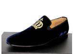 PompööS By Casa Padrino: Di Pantofola In Velluto Blu Notte / Oro - Diverse Misure Di Scarpe - Disegnata Da Harald GlööCkler