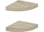 Vidaxl Mensole Galleggianti Ad Angolo 2 Pz. Rovere 25X25X3,8 Cm Mdf