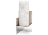 Casa Padrino Lampada Da Tavolo Di Design Argento / Alabastro 18,5 X 18,5 X H. 40 Cm - Lampada Da Tavolo Moderna Con Paralume In Alabastro - Collezione Luxury