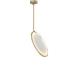 Casa Padrino Lampadario Led Di Design In Ottone/Alabastro Ø 54,5 X H. 61 Cm - Lampadario Moderno Con Paralume In Alabastro - Qualità Lussuosa