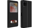 Avizar, Samsung Galaxy A42 5G Cover Con Doppia Finestra E Funzione Stand, Nero