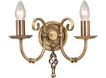 Casa Padrino Lampada Da Parete Doppia Barocca In Ottone Antico 35 X 22 X H. 27 Cm - Elegante Lampada Da Parete In Acciaio - Applique In Stile Barocco