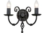 Casa Padrino Lampada Da Parete Doppia Barocca Nera 35 X 22 X H. 27 Cm - Elegante Lampada Da Parete In Acciaio - Applique In Stile Barocco