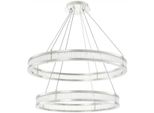 Casa Padrino Lampadario A Led Argento/Bianco Ø 85 Cm - Lampadario Moderno Rotondo - Lampadario Da Soggiorno - Lampadario Per Hotel