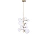 Casa Padrino Lampadario Alogeno In Ottone Antico 26 X 26 X H. 71 Cm - Lampadario Moderno Con Paralumi Rotondi In Vetro - Collezione Luxury