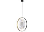 Casa Padrino Lampadario Nero/Oro 43 X 11 X H. 58 Cm - Lampadario Moderno Con Paralume In Vetro Nobile - Collezione Luxury
