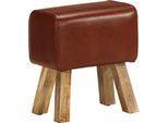 Vidaxl Panchina Turnbock Design 38 Cm Marrone Vera Pelle Legno Massiccio Mango