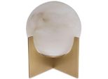 Casa Padrino Lampada Da Tavolo In Ottone Antico / Alabastro Ø 23 X H. 25 Cm - Lampada Da Tavolo Moderna Con Paralume Rotondo In Alabastro - Luci