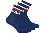 Fila Calzini Unisex, 3 Paia Di Calzini Corti, Sportivi, Con Logo In Vita, Blu Tinta Unita 35-38