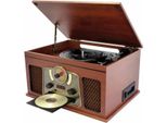 Inovalley RETRO10E-BTH-N - Sistema Hi-Fi Retrò - Connettività Bluetooth, Usb, Vinili, Cd, K7 Audio, Radio Fm, Aux-In - Legno Vecchio