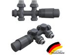 Elegant Set Multiblocco Per Radiatori Raccordo Incl. Termostato Blocco Rubinetto Valvola Accessori Per Il Riscaldamento Forma Angolare E Diritta Antracite