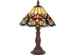 Casa Padrino Lampada Da Tavolo Tiffany Multicolore / Marrone Ø 25 X H. 34 Cm - Lampada Sgabello Tiffany Decorativa Con Paralume In Vetro Fatto A Mano