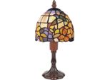 Casa Padrino Lampada Da Tavolo Tiffany Multicolore / Marrone Ø 15 X H. 29 Cm - Lampada Sgabello Tiffany Decorativa Con Paralume In Vetro Fatto A Mano