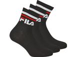 Calzini Fila Unisex, 3 Paia Di Calzini Corti, Sportivi, Con Logo In Vita, Nero Tinta Unita 39-42