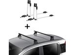 2X Vdp Portabiciclette Alu Premium + Portapacchi Vdp Evo In Acciaio Compatibile Con Bmw Serie 3 (E46) 4 Porte 1998-2005